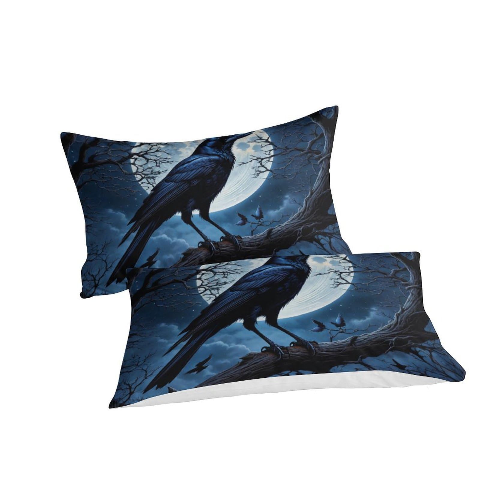 EVMILA Gothic Crow 3D Print Eerie Night for Boys Girls Quilt Cover Comforter Covers Duvet Cover Soft Microfiber with Zipper Closure with Pillow Cases Bedding Set 3 Pieces Twin（173x218cm）