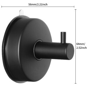 SOCONT Stainless Steel Storage Hook, 4 Pack Suction Cup Hooks for Shower, Matte Black Finish, Easy to Install for Kitchen Bathroom Restroom