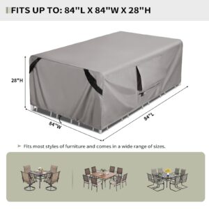 Outdoor Furniture Set Covers Waterproof 84 x 84 inch Weatherproof Square Cover, 600D Heavy Duty for Outside Dining Table and Chairs fit 7 x 7 ft, 80 x 80 inch Table