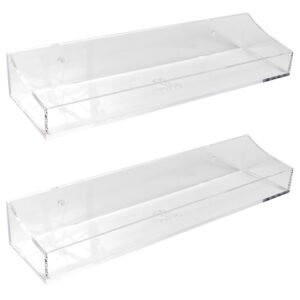 vervo acrylic shower bathroom shelves, 2 pack adhesive transparent caddy organization, clear home wall shelf, floating, no drilling extra thick storage and decor