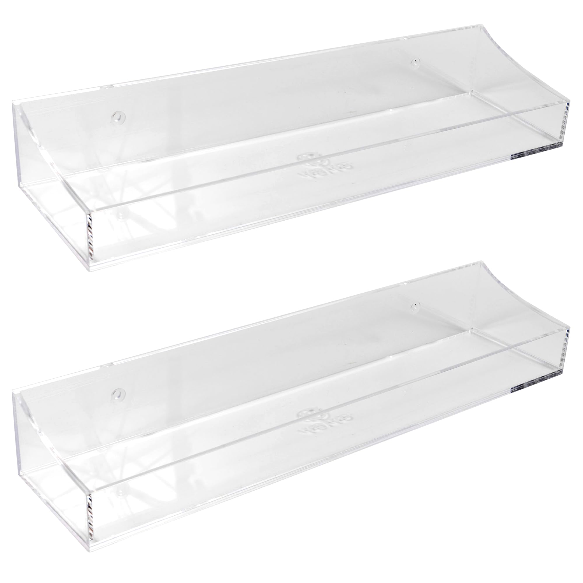 Vervo Acrylic Shower Bathroom Shelves, 2 Pack Adhesive Transparent Caddy Organization, Clear Home Wall Shelf, Floating, No Drilling Extra Thick Storage and Decor