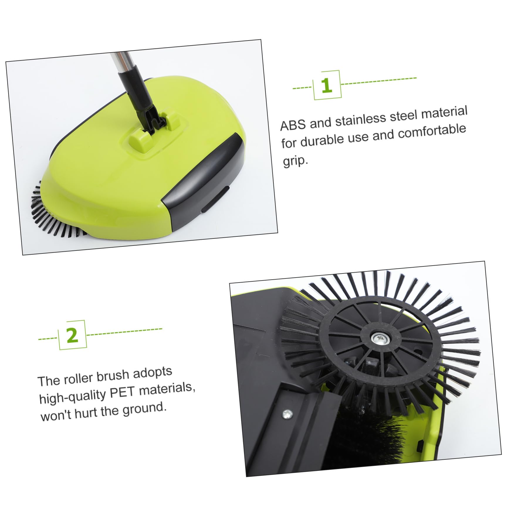 BUTIFULSIC 3 1 Push Sweeper Carpet Broom Push Broom Carpet Sweeper Manual Push Floor Sweeper Broom and Dustpan Lazy Vaccum Mop Hand Sweeper and Pan to Rotate Household Cleaning Machine