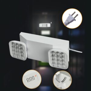 Apmeetlux Plug in Emergency Lights for Business Home Power Failure 4Hours 300lm LED Commercial Emergency Light Fixtures with Battery Backup Rechargeable Adjustable Two Heads AC85-277V