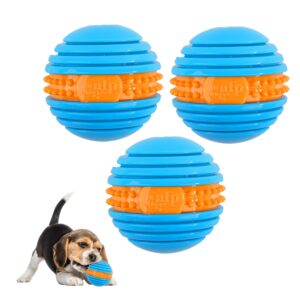 ALL FOR PAWS Dog Balls Squeaky Balls for Dogs Puppy Teething & Enrichment Dog Fetch Toy Puppy Toys for Strong Chewer, Ridges and Nubs Help Clean Teeth, TPR Material, 3 Pack (Blue)