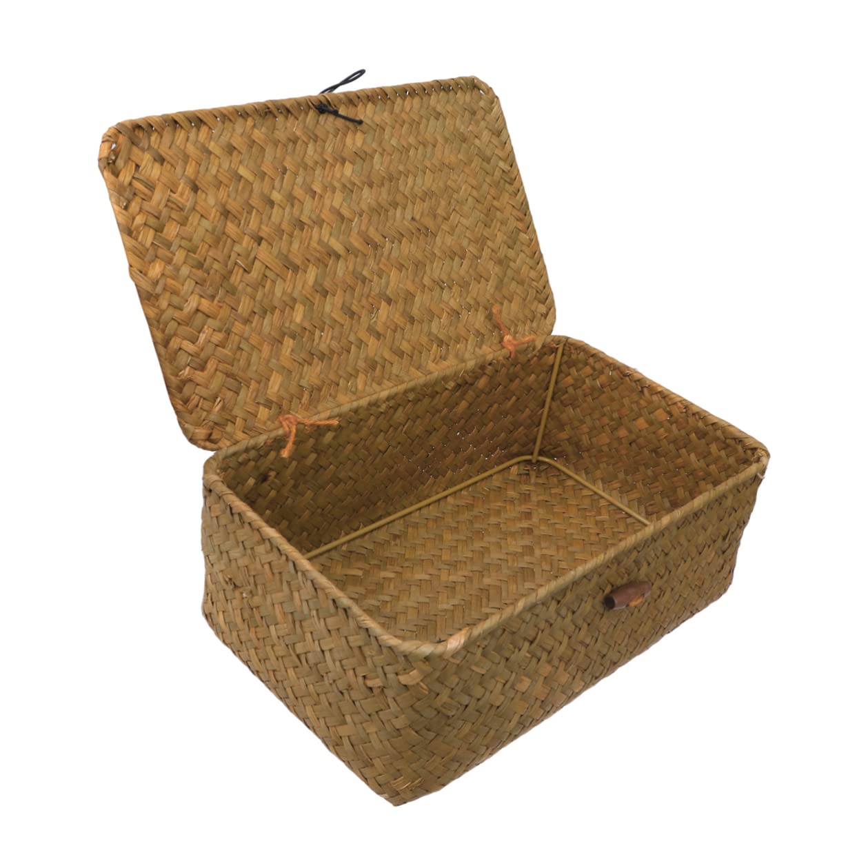 Garneck Rattan Storage Bins 2pcs Bin Storage Organizer Storage Bins with Lids Straw Basket with Lid Makeup Drawer Woven Basket Small Rattan Storage Organizer