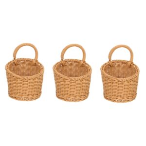 ciieeo 3pcs storage basket wall basket decor willow basket japanese decor wicker wall baskets straw basket teardrop wall basket woven easter basket plastic rattan basket key