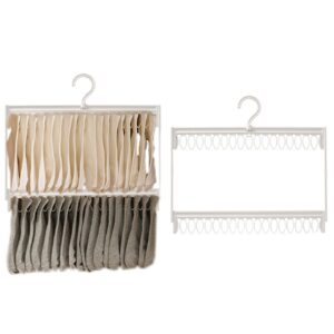 2-pack socks drying rack with 34 clips each, space-saving hanger for drying socks and underwear (2 tier)