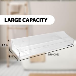 Vervo Acrylic Shower Bathroom Shelves, 2 Pack Adhesive Transparent Caddy Organization, Clear Home Wall Shelf, Floating, No Drilling Extra Thick Storage and Decor