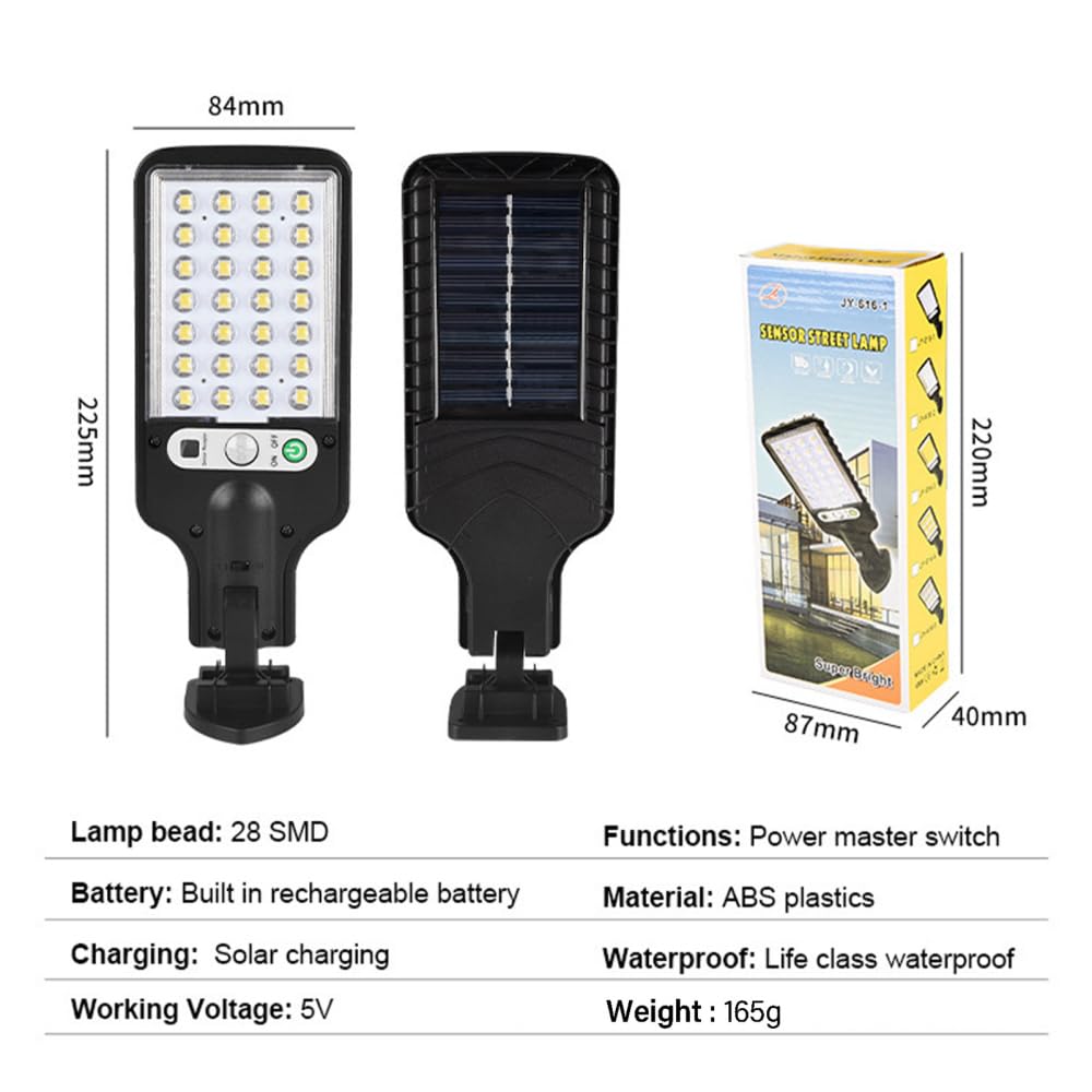 PHILISENMALL Outdoor Wall-Mounted Solar Light Waterproof Security Flood Lights with Remote Control Intelligent Human Sensing Wall Hanging Street Light for Garden Fence Yard Deck Garage