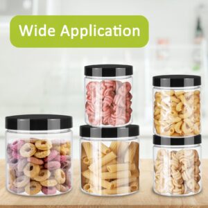 12pcs Plastic Jars with Lids 16 oz & 8 oz & 4 oz, Leakproof Storage Containers Clear Plastic Mason Jars for Peanut, Spice, Cookie, Candy and Dry Food Wedding Shower Party Favors