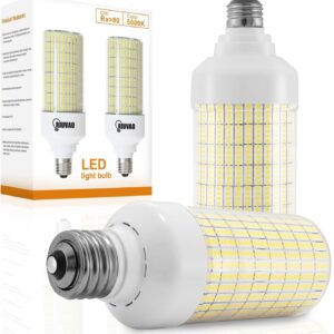 RIUVAO 800W Equivalent LED Corn Bulb, Led Corn Light Bulbs 12000 Lumen 5000K Daylight White Led Bulb,E26/E39 Medium Mogul Base,2-Pack 80W Large Area Light Bulbs for Outdoor Indoor Garage Warehouse…