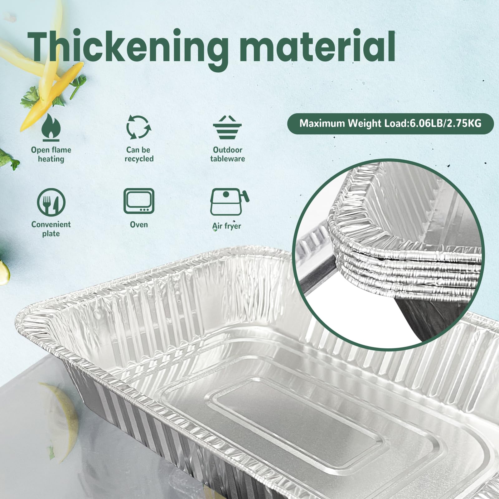 YLT WAX 9x13 Disposable Aluminum Foil Pans With Transparent Lids (10 Pack),Durable Half Size Deep Extra Heavy Duty Disposable Foil Pans For Baking, Cooking, Roasting, Heating or Steam Table