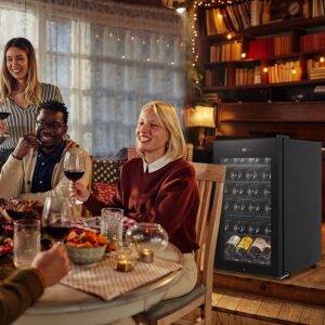 Aprafie Freestanding Compact Mini Wine Cellar, Compact Compressor Wine Cooler Refrigerator with 40°F-55°F Digital Temperature Control for Red, White and Champagne