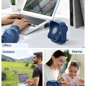 TOPK USB Desk Fan 2Pack Mini Personal Fan Portable, Strong Airflow & Quiet Operation, USB Powered, Three-Speed Wind Small USB Fan for Desk, 360° Rotatable Head for Home Office Table and Desktop Blue