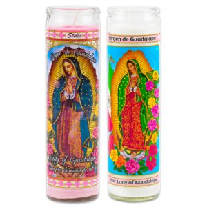 Our Lady of Guadalupe Devotional Candle 6 Pack - Bundle with 6 Lady of Guadalupe Glass Prayer Candles for Vigils, Prayers, Blessing, Religious Ceremonies, Plus Bookmark | Unscented Religious Candles