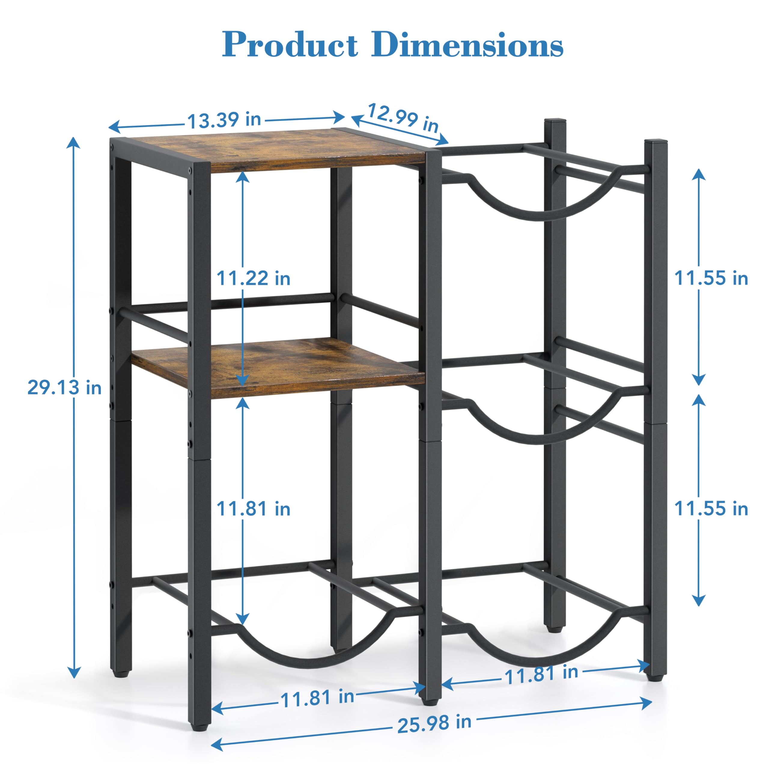 VINAEMO 5 Gallon Water Jug Holder, Water Jug Stand with Wood Storage Shelves, 5 Gal Water Bottle Holder Storage Rack with Water Dispenser Stand for Home/Office/Garage Organizer (Rustic Brown Wood)