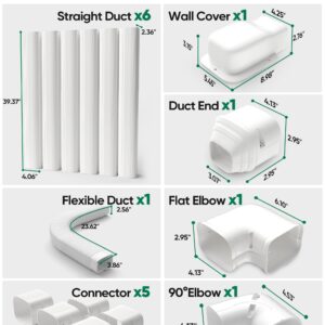 Plusluck 4" 23Ft Mini Split Line Set Cover, PVC Ductless Air Conditioner Decorative Pipe, Pump Covers, AC Line Cover Kit, for Outside Units Air Conditioners & Heat Pumps, All in One Set