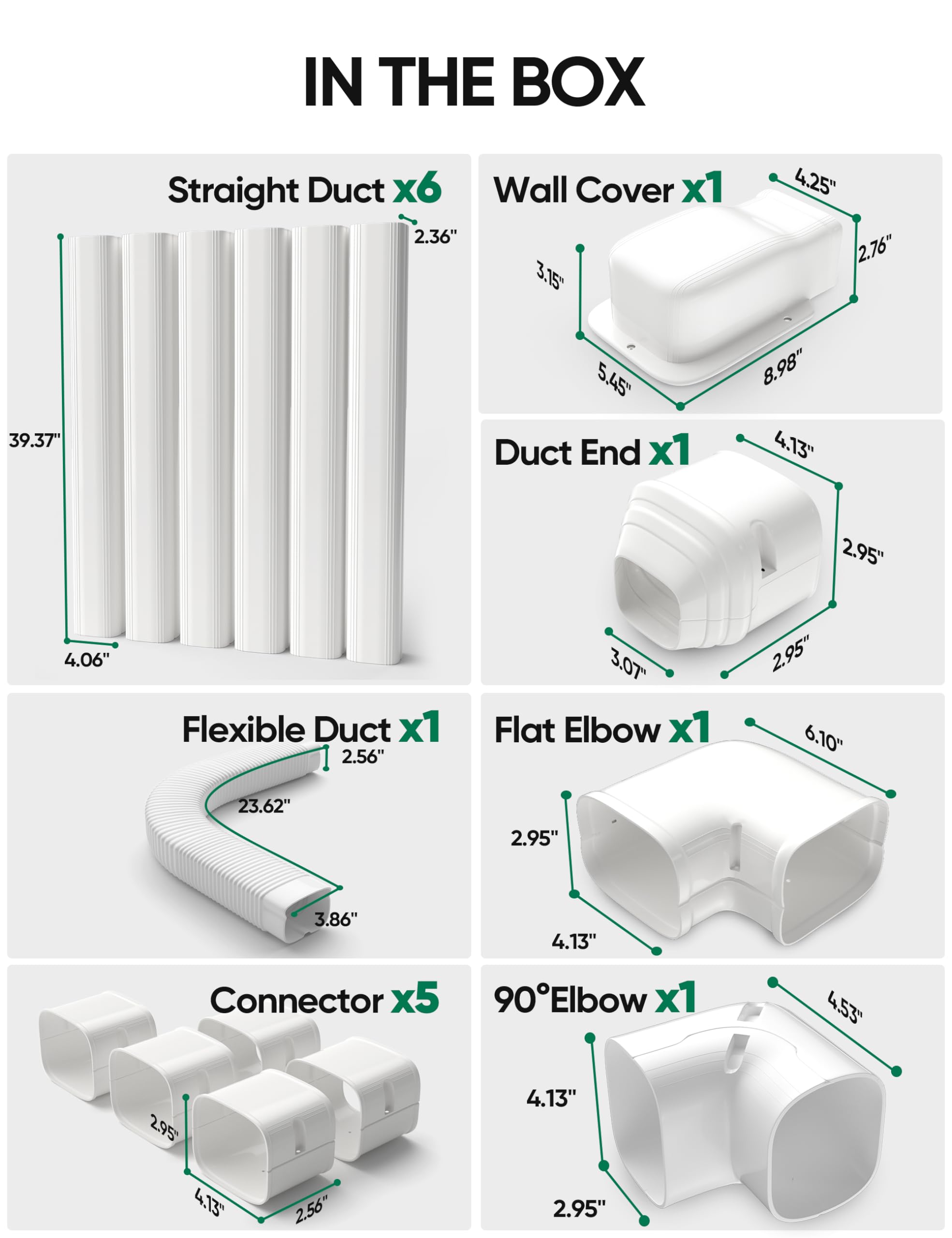 Plusluck 4" 23Ft Mini Split Line Set Cover, PVC Ductless Air Conditioner Decorative Pipe, Pump Covers, AC Line Cover Kit, for Outside Units Air Conditioners & Heat Pumps, All in One Set