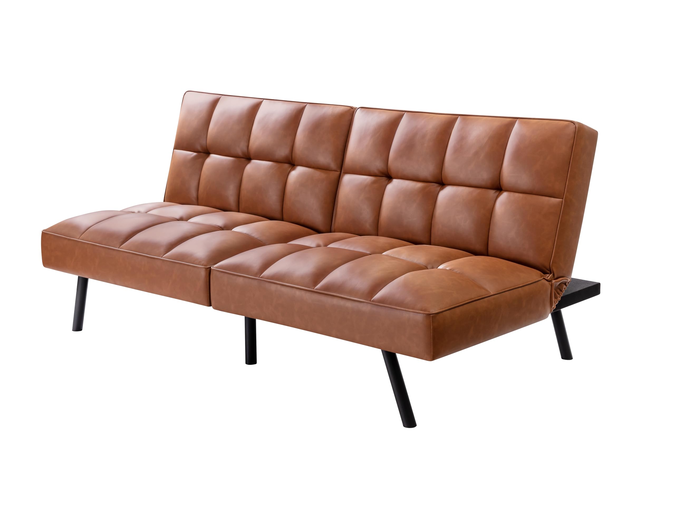 Futon Sofa Bed, Comfortable Futon Sofa Couch, Memory Foam Convertible Loveseat Sofa Bed, Split Back & Seat, Brown