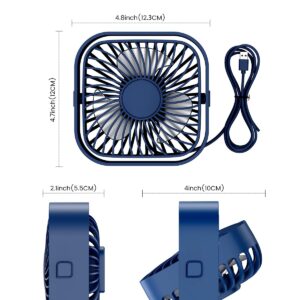 TOPK USB Desk Fan 2Pack Mini Personal Fan Portable, Strong Airflow & Quiet Operation, USB Powered, Three-Speed Wind Small USB Fan for Desk, 360° Rotatable Head for Home Office Table and Desktop Blue