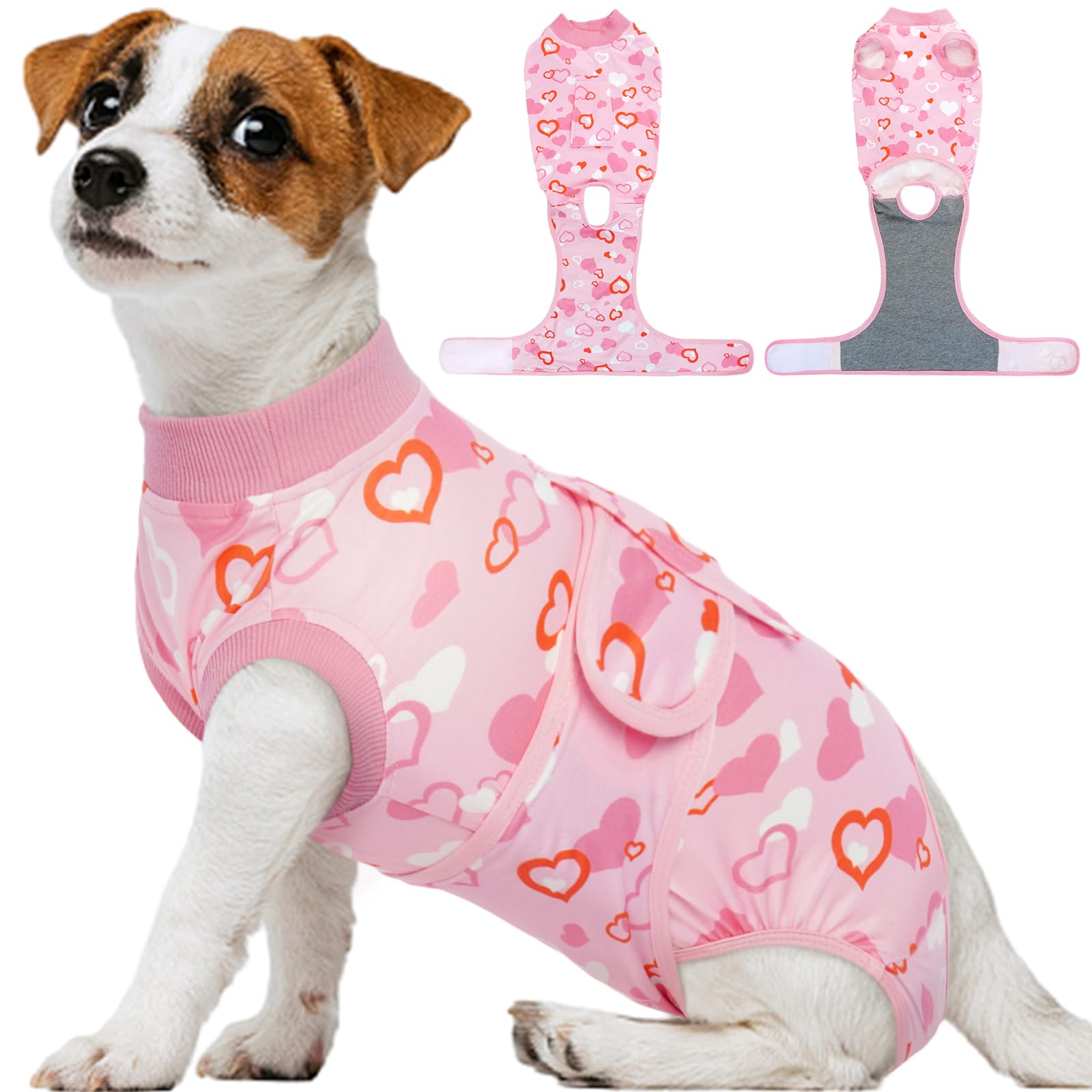 Kuoser Dog Surgery Recovery Suit, Valentine's Day Dog Surgical Recovery Suit for Female Male Dogs, Dog Onesies for Small Dogs, Pet Surgical Suit for Spay Neuter Dog Cone Alternative