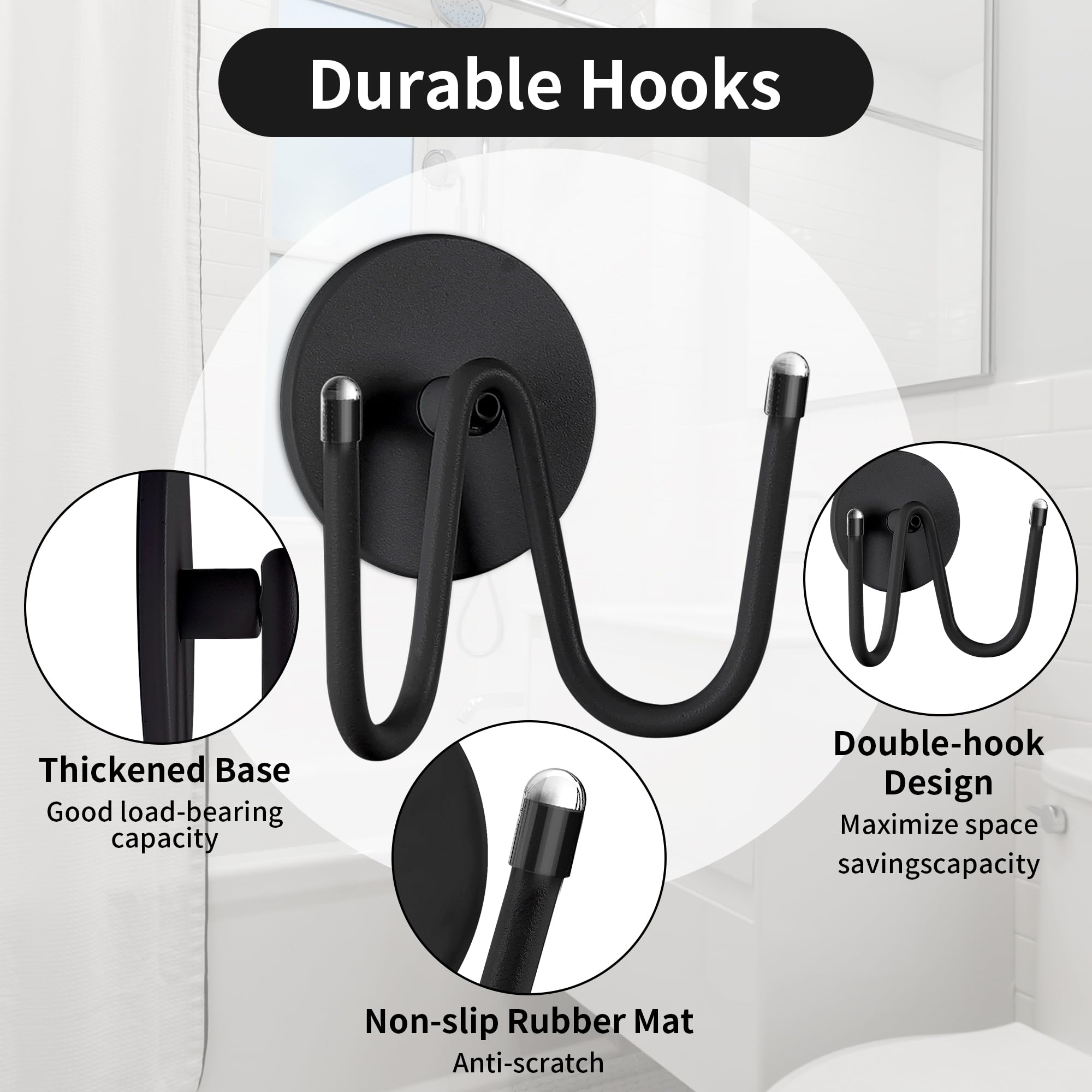 TONLEA 2 Pack Coat Hooks for Wall, Stainless Steel Coat Rack Wall Mount for Hanging Coat, Scarf, Hat, Key (Black)