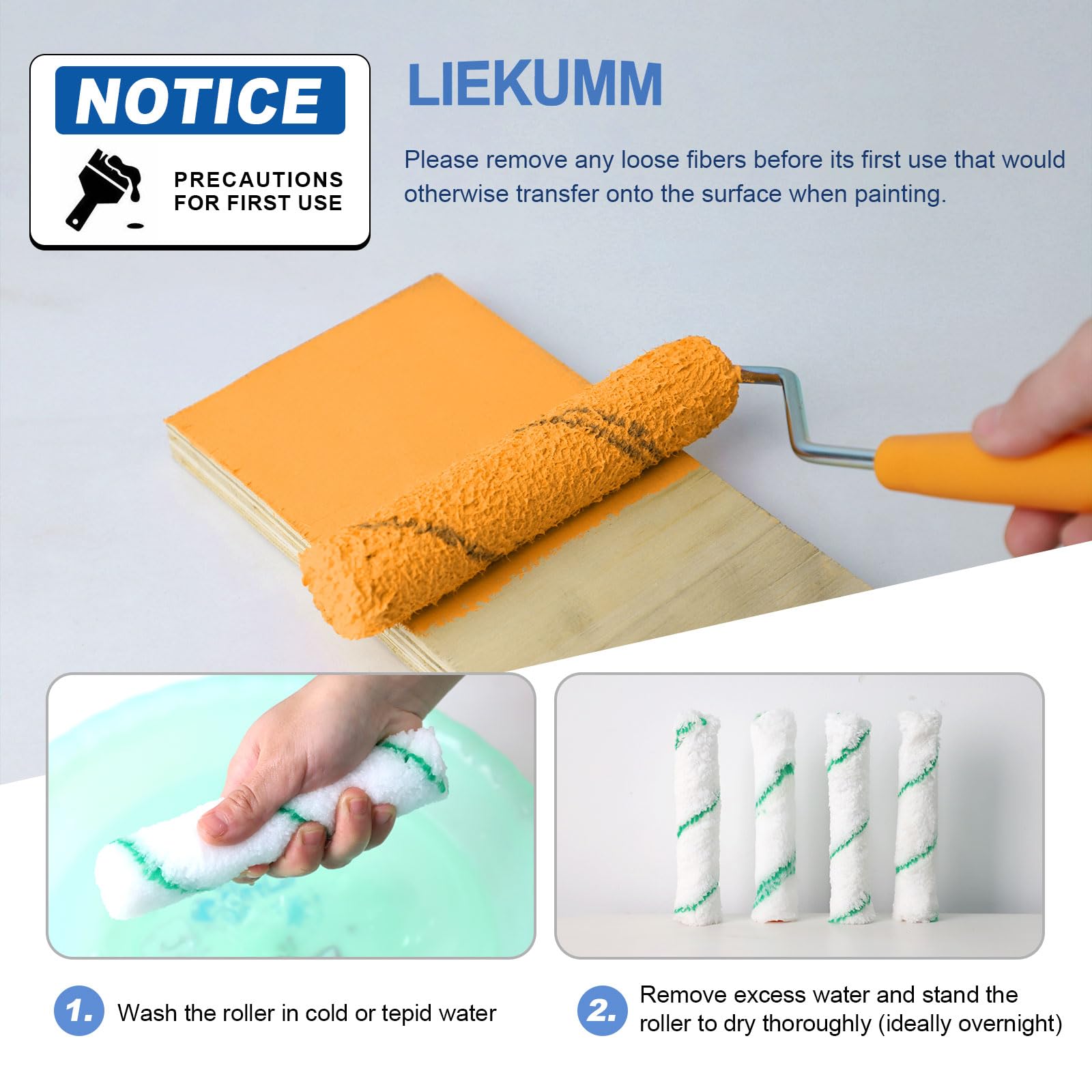 LIEKUMM Microfiber Paint Roller 6 Inch, High Density Microfiber Roller Covers Refills, House Painting Supplies, Suitable for House Painting DIY Craft Wall Repair, Pack of 20