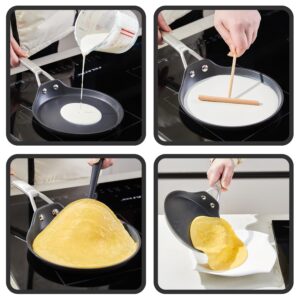 MsMk Crepe Pan with Spreader, 8 Inch Titanium and Ceramic Nonstick Flat Skillet Tortilla Egg Pan, Induction Compatible, PFOA Free, Oven Safe to 700°F