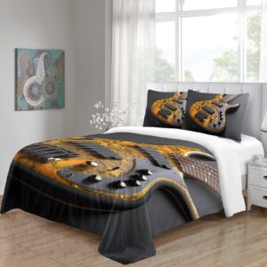 EVMILA Guitar Duvet Cover Quilt Cover 3D Print Music Comforter Covers for Boys Girls Bedding Set with Zipper Closure with Pillow Cases Soft Microfiber 3 Pieces Full（203x228cm）