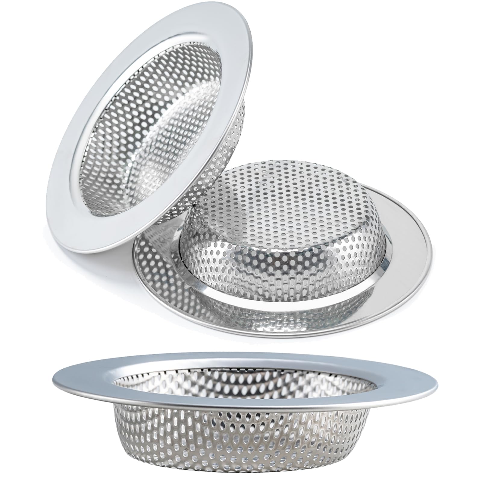 Honmein 3 Pcs Sink Strainer for Most Kitchen Sink Drain Basket, Upgraded Double-Layer Safe Design Kitchen Sink Strainer (Outer Diameter 4.5 Inch)