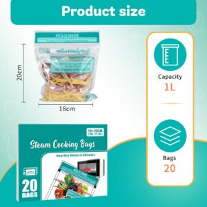 40 PCS Microwave Steaming Bags Disposable Food Cooking Bags for Vegetables, Potatoes and Meat, Easy to Use, Keep Fresh