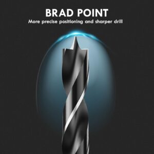 Brad Point Wood Drill Bit Set, 12Pcs Hex Shank Drill Bit Set with Double Flutes Design for Carpenter Woodworking and All Types of Wood (1/8" - 1/2")