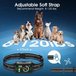 DINJOO Bark Collar, Dog Bark Collar for Large Medium Small Dogs,Smart Bark Collar,Rechargeable Anti Barking Training Collar with 8 Adjustable Sensitivity,Bark Collar with Beep (Dark Black)