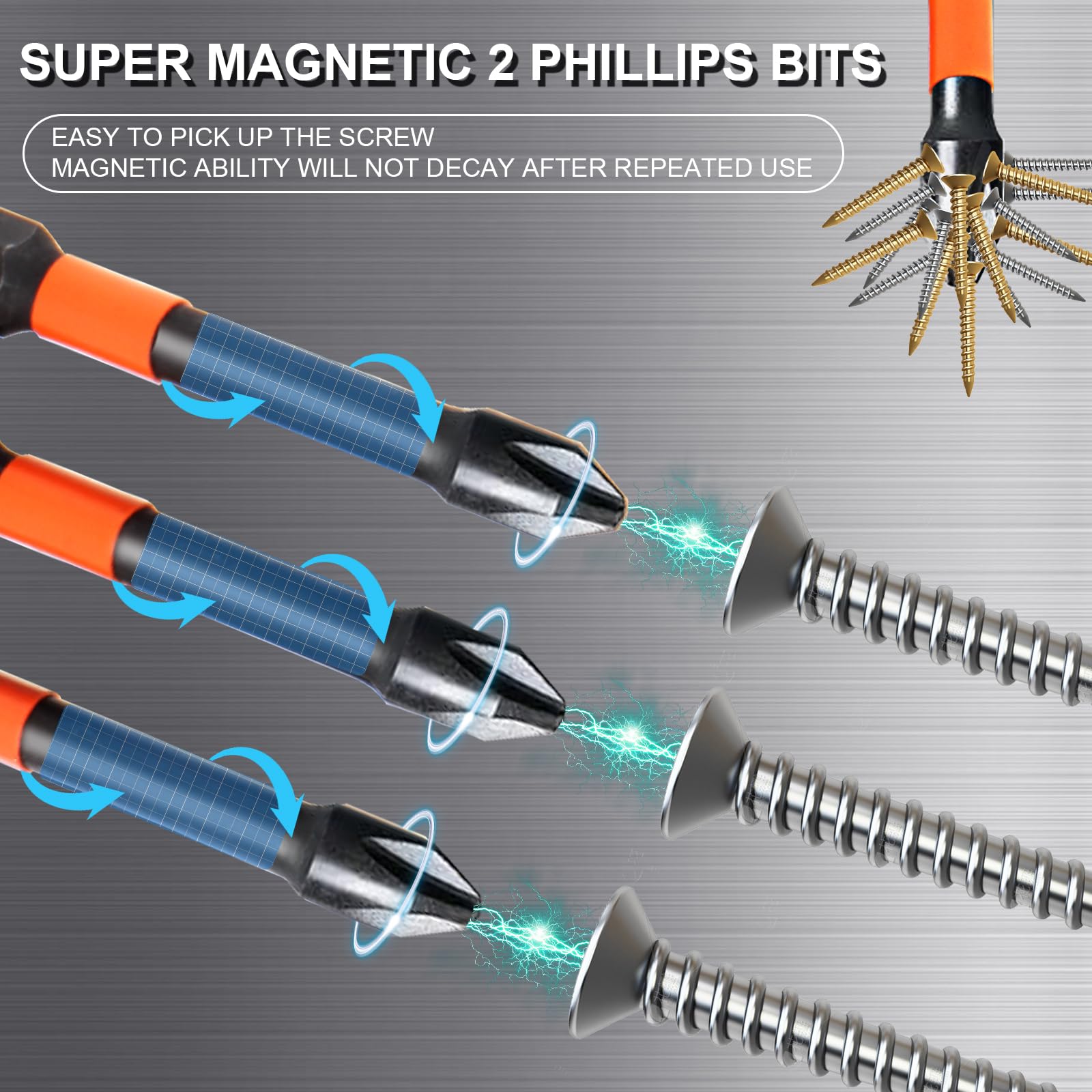 10-Pack Phillips Bits #2 Impact Magnetic 2 Phillips Bits- PH2 Bits Premium S2 Alloy Steel Phillips Head Drill Bits- Phillips Screwdriver Bits (2-Inch Long Phillips Bit Set) 1/4 Hex Shank Screw Bits