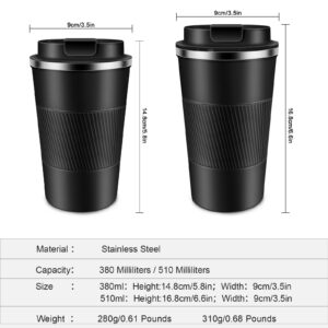 JTRYEMU Insulated Coffee Mug 12 oz Travel Coffee Mug with Lid Pill Proof, Stainless Steel Vacuum Thermal Thermos to GO Leakproof, Reusable Coffee Tumbler Cup for Men and Women Hot & Iced Drinks