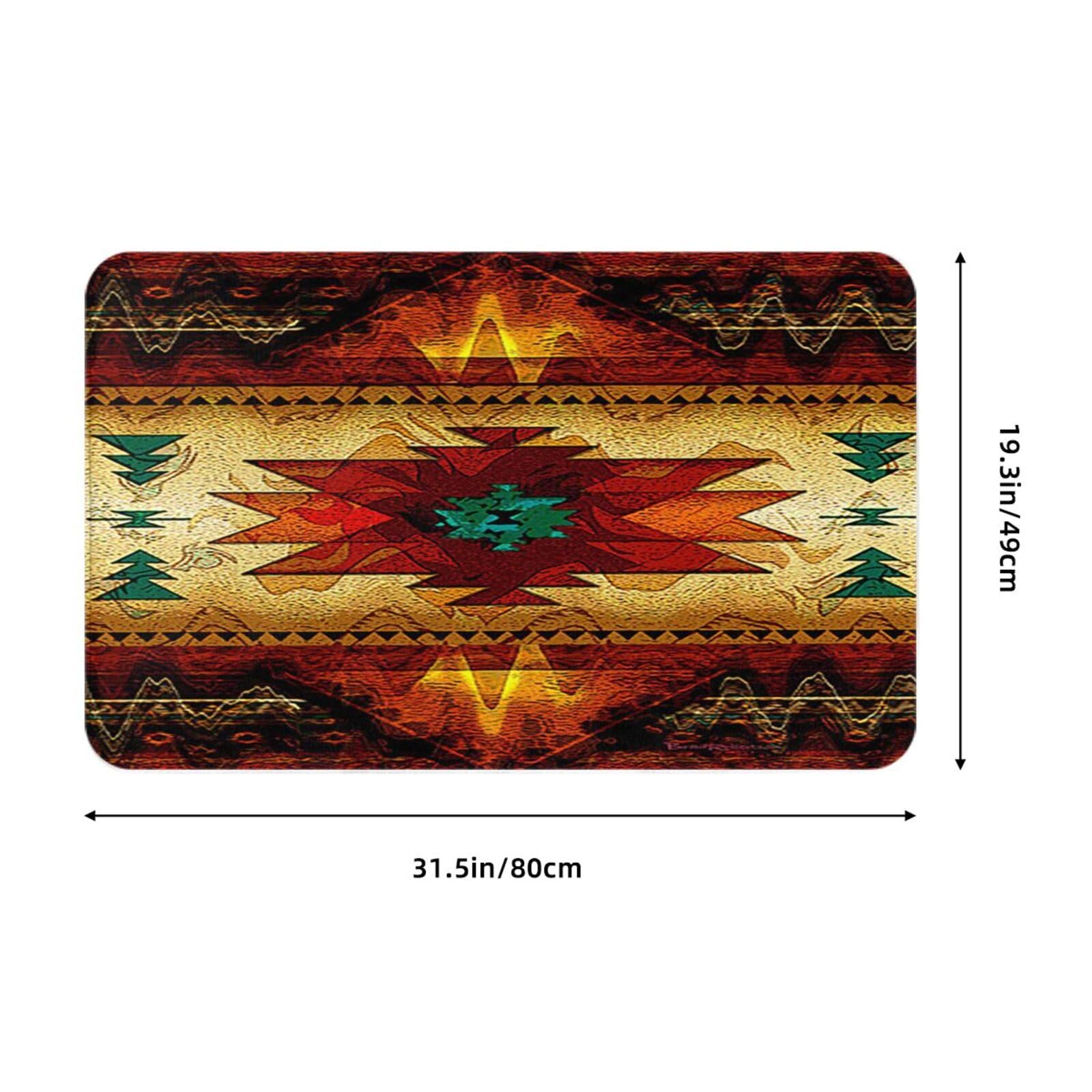 Qchaor 20x31.5in Native American Southwestern Navajo Art Keep Warm Non Slip Modern Area Rugs Bathroom Rugs Outdoor Rugs Doormats Room Decor Rugs for Living Room Playing Room Kitchen Rugs