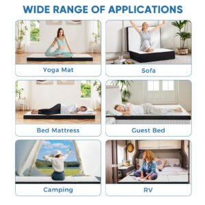 OLIXIS Tri-fold Memory Foam Mattress - 3 Inch Full Size Portable Floor Bed, Foldable Mat for Adults, Collapsible and Washable Cover with CertiPUR-US Certified, for Travel & Camping & Yoga