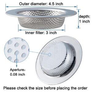 Honmein 3 Pcs Sink Strainer for Most Kitchen Sink Drain Basket, Upgraded Double-Layer Safe Design Kitchen Sink Strainer (Outer Diameter 4.5 Inch)