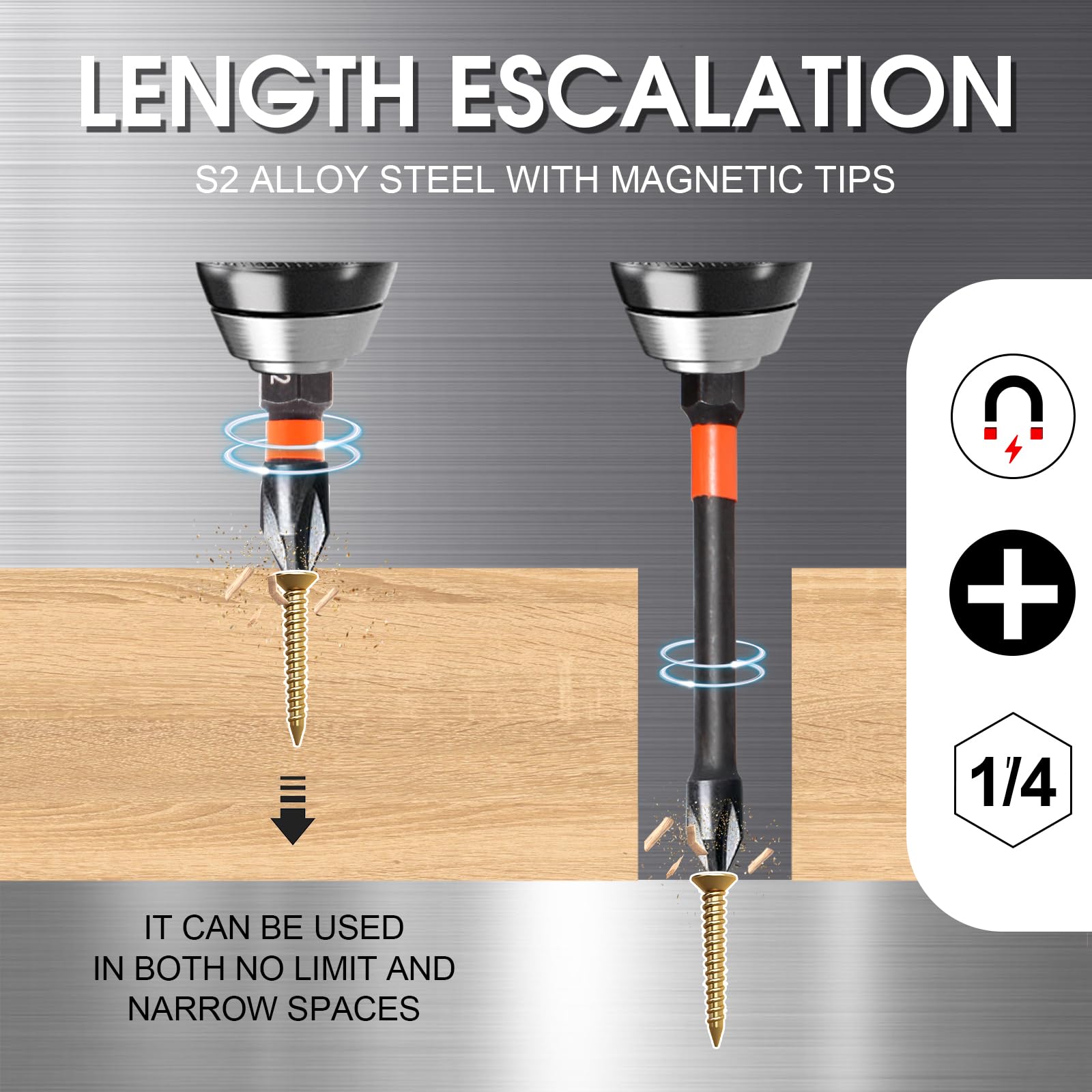 10-Pack Phillips Bits #2 Impact Magnetic 2 Phillips Bits- PH2 Bits Premium S2 Alloy Steel Phillips Head Drill Bits- Phillips Screwdriver Bits (2-Inch Long Phillips Bit Set) 1/4 Hex Shank Screw Bits