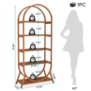 Tribesigns 5-Tier Open Bookshelf, 70.8" Tall Arched Bookcase, Modern Brown Storage Bookshelves, Freestanding Display Rack Shelving Unit for Office, Bedroom, Living Room, Easy Assembly (1PC)