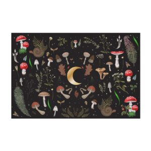 Osimiccp Mushroom Rug for Bedroom,3'x5' Non Slip Soft Hippie Moon Rug for Living Room Boys Room Game Room Area Rug Mushroom Decor