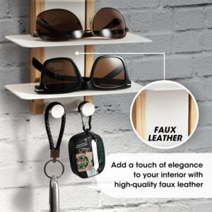 J JACKCUBE DESIGN Sunglasses Storage Organizer Wall Mounted 6 Eyeglasses Display Holder Shelf Rack, Eyewear Hanging Rack with Metal Hooks (White)- MK1030B