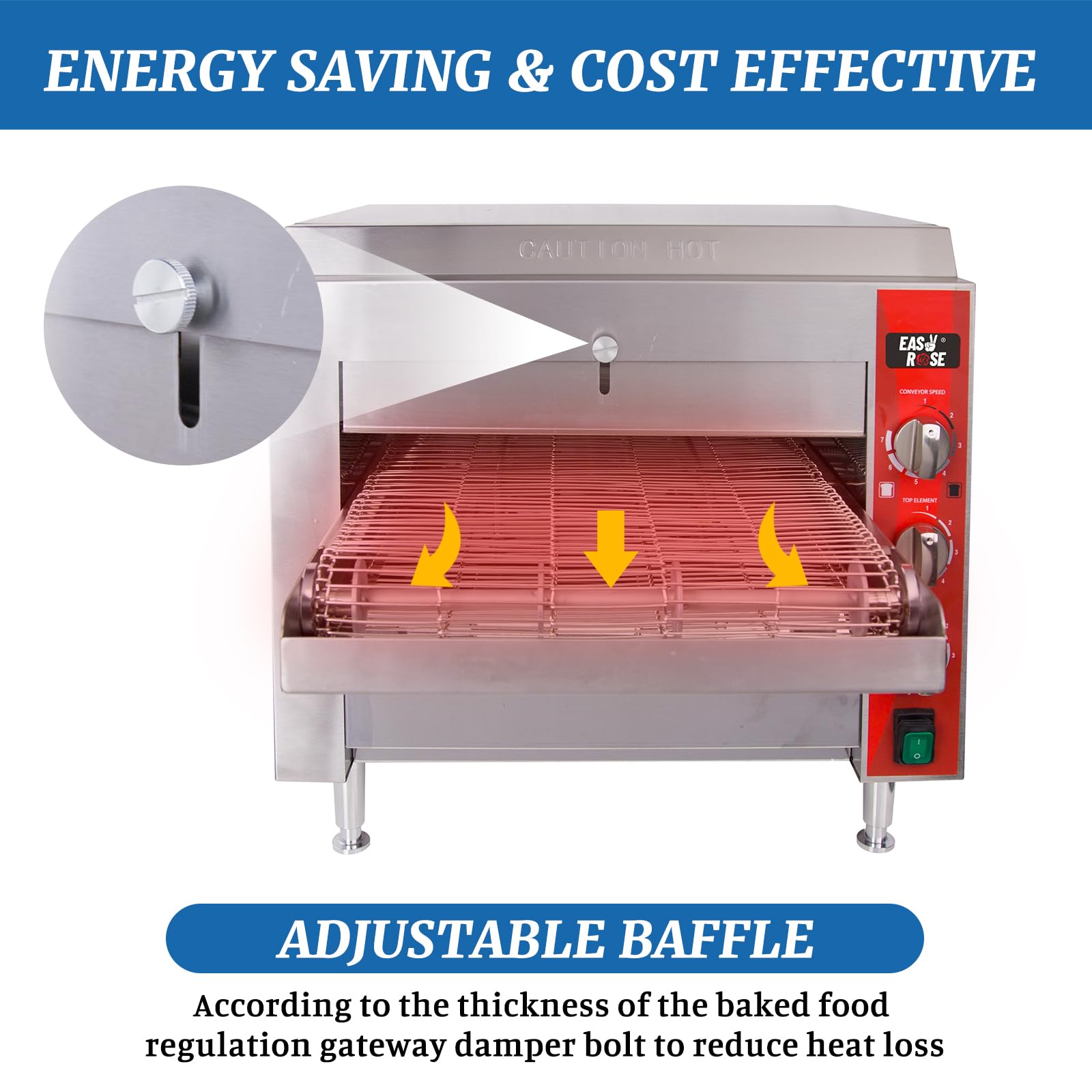 EASYROSE CPO10A 1700W 120V 60HZ Countertop Pizza Commercial Conveyor Oven with 10.5″ Belt (Plug:5-15P)