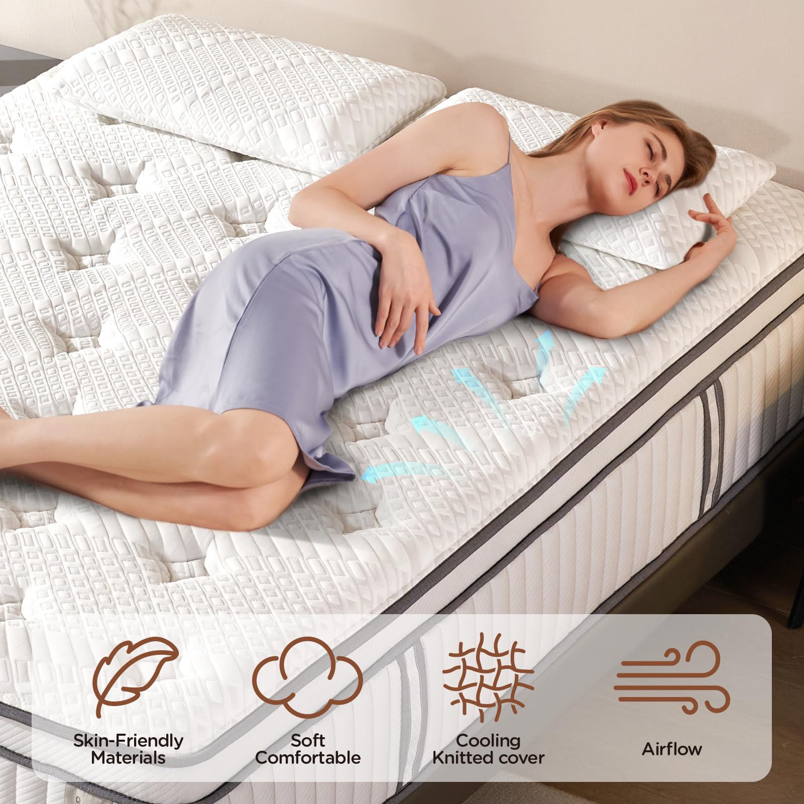 DIGLANT Full Mattress, 14Inch Cooling Gel Memory Foam Hybrid Mattress with Pocket Springs, Supportive & Pressure Relief, Medium Plush Feel Full Size Mattress in a Box, CertiPUR-US Certified, 54"*75"