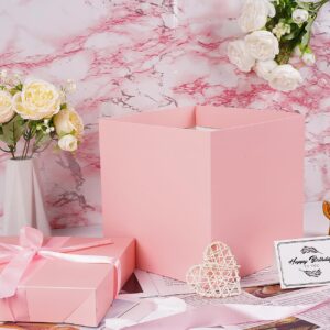 Jaywayang Medium Pink Gift Box with Lids, Ribbon and Tissue Paper, Collapsible, for Birthday, Wedding, Anniversaries, Mother's Day, 8.7x8.7x8.7 Inches