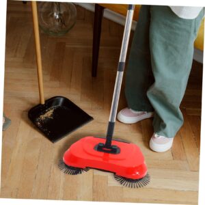 GRIRIW 3 1 Hand Push Sweeper for Home Cleaning (red) Floor