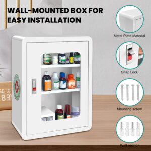 LJJJXXX Large Capacity Medicine Cabinet, Wall-Mounted Transparent Window Aid Cabinet, Safe and Reliable Storage of Medicine First Aid and Emergency Kit, 16.5 x 6.6 x 21.5 Inch (White)