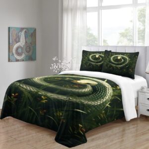 JALYKA Bedding Set 3D Print Snake Duvet Cover Set Animal Theme Comforter Cover with Pillow Shams with Zipper Microfiber 3Pcs Bedspread Cover for Kids Teens Adults Twin（173x218cm）