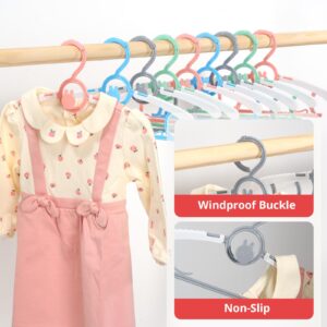 PIGLOG Kids Hangers, Extendable & Stackable Baby Hangers, 60PCS Mix-Colors Toddler Hangers for Baby Toddler Children Kids Teen, 11~14Inch Non-Slip Plastic Kid Hangers, Baby Clothes Hangers