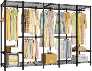 ulif h50 garment rack heavy duty clothes rack, freestanding extra large portable closet wardrobe rack, clothing racks for hanging clothes 89.8''w x 15.8" d x 76.4" h, max load 1400 lbs, black